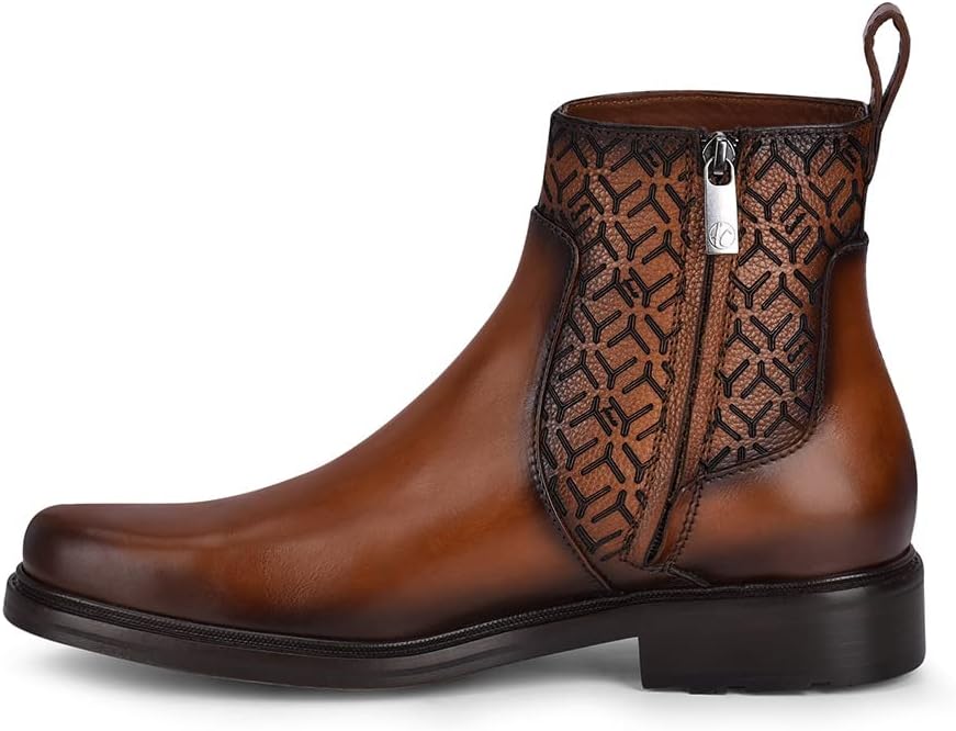 FRANCO CUADRA Men's Dress Booties in Genuine Leather Brown