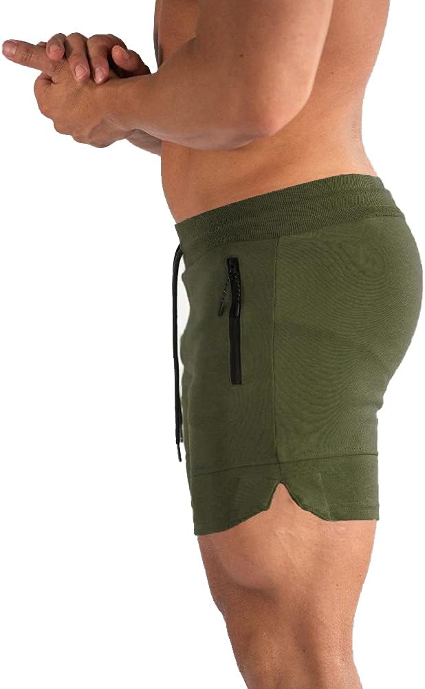 PIDOGYM Men's 5" Gym Workout Shorts,Fitted Jogging Short Pants for Bodybuilding Running Training with Zipper Pockets - Image 3