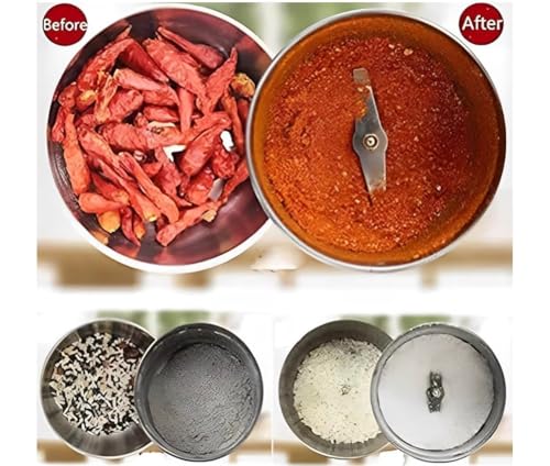 Image of Stainless Steel Mini Electric Grinder - Compact Coffee, Spice, Masala, Nut & Grain Crusher, Portable Premium Material Large Mixer Machine for Home Kitchen Use Unique (Pack of 1)