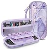 FINTIE Carrying Case for Nintendo Switch 2 (2025), Shockproof Hard Shell Switch 2 Case, Protective Cover Travel Bag with 19 Game Card & 2 Micro SD Card Slots & Inner Pocket (lilac marble)