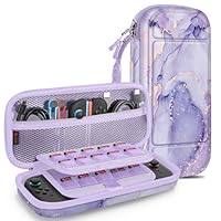 FINTIE Carrying Case for Nintendo Switch 2 (2025), Shockproof Hard Shell Switch 2 Case, Protective Cover Travel Bag with 19 Game Card & 2 Micro SD Card Slots & Inner Pocket (lilac marble)
