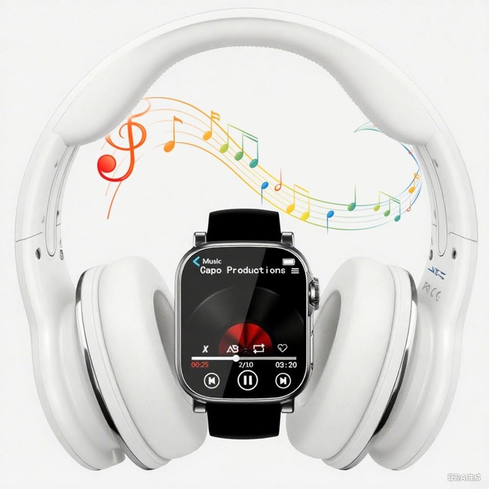 Reloj de pantalla HD de 2.01 pulgadas con reproductor de MP3, capacidad de reproducción de video y altavoz portátil para uso activo (negro gris 64 GB)