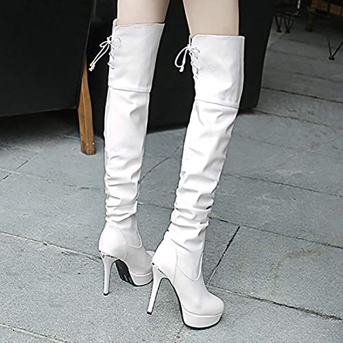 MAVMAX Women's Wide Calf Thigh High Slouchy Stiletto High Heel Platform Boots…4