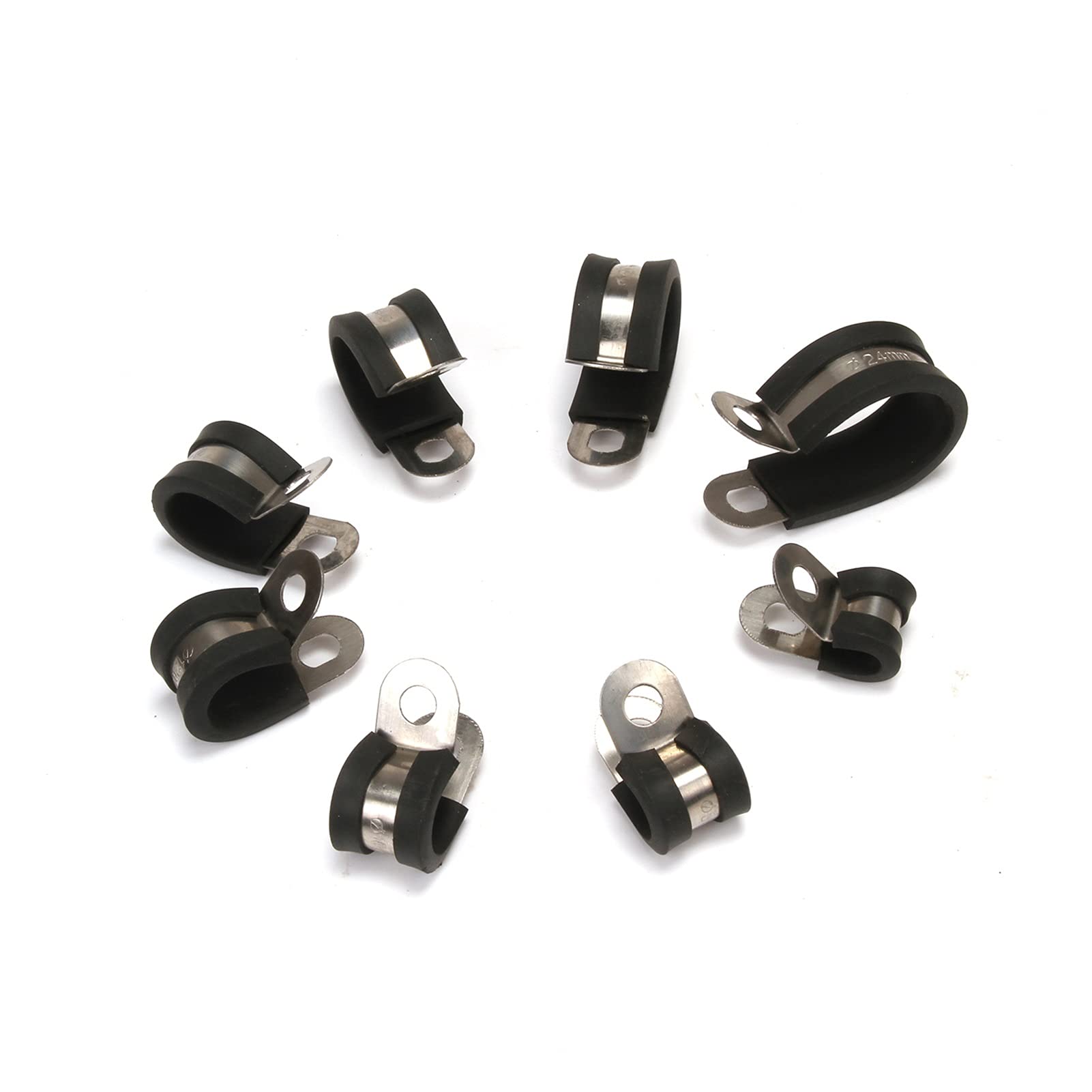 yaoqijie - Manguera de retención de acero inoxidable con revestimiento de goma negra, abrazaderas en P, abrazadera en P, 6 mm, 8 mm, 10 mm, 12 mm, 14 mm, 16 mm, 20 mm, 24 mm, duración (tamaño : 20 mm)