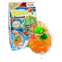 INKEE Surprise Dragons - Badebombe Kinder mit Überraschung, Drachen Spielzeug Figur im Inneren – Badekugel Kinder Cola-Orange Duft – Badespaß Badekugeln mit Überraschung (1x100g)