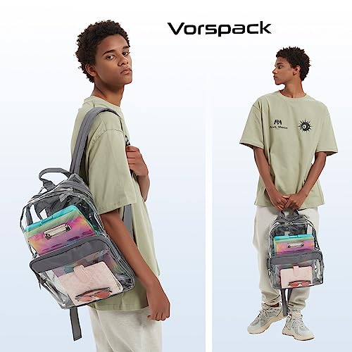 Vorspack Clear Backpack Heavy Duty - PVC Clear Book Bag with Inner Pocket Transparent Backpack for College Workplace Security - Grey3