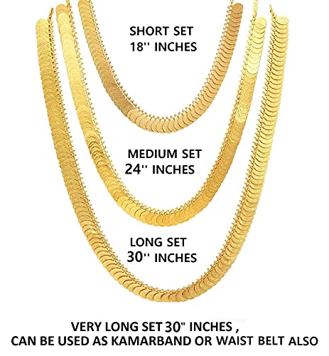 Image of VAMA Fashions Laxmi coin kasulaperu Traditional Temple Coin Jewellery God Lakshmi Coin Necklace Set for Women