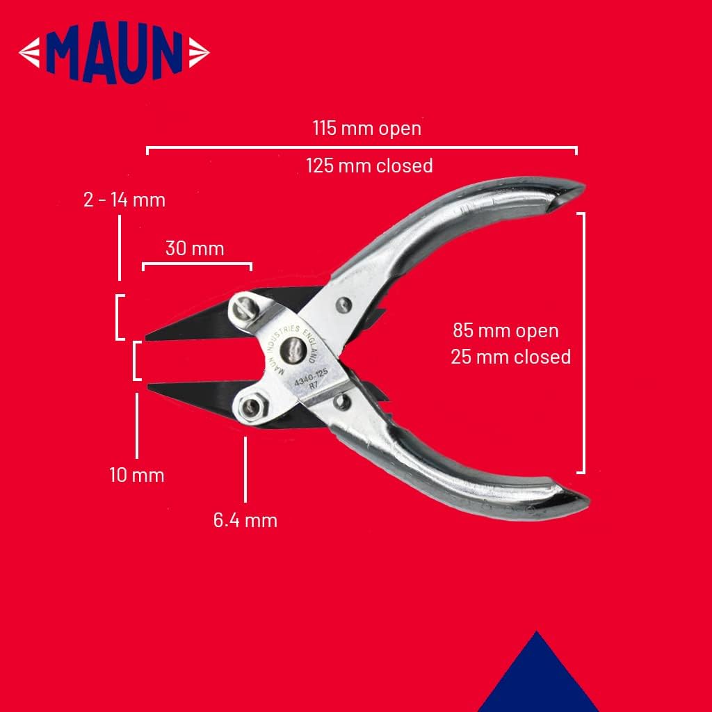 Maun 4340-125 Snipe Nose Plier with Smooth Jaws, Silver, 125 mm/5