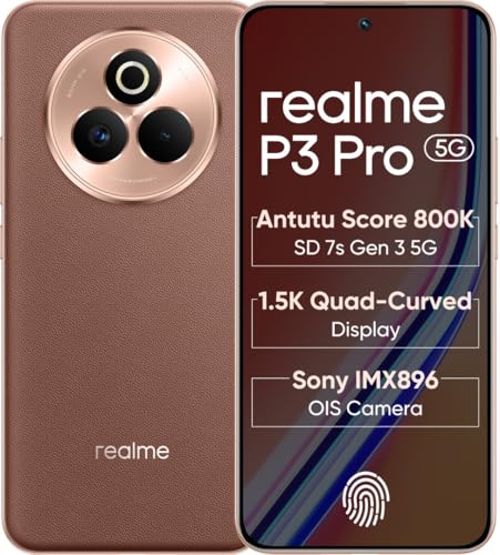 Image of Realme P3 Pro 5G (Saturn Brown, 8GB RAM, 128GB Storage) | Snapdragon 7s Gen 3 | AMOLED Display | Dual Nano-SIM | 6000mAh Battery