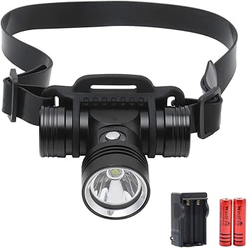 Super Bright 10000 Lumens Diving Headlamp Rechargeable Swimming Headlight IPX8 Waterproof Dive Lights Scuba Diving Head Light Diver Submarine Head Safety Lamp Adjustable Strap