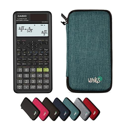Casio fx-87DE Plus 2nd Edition avec Housse de Protection WYNGS Incluse Turquoise - Calculatrice Scientifique - Pack de Base