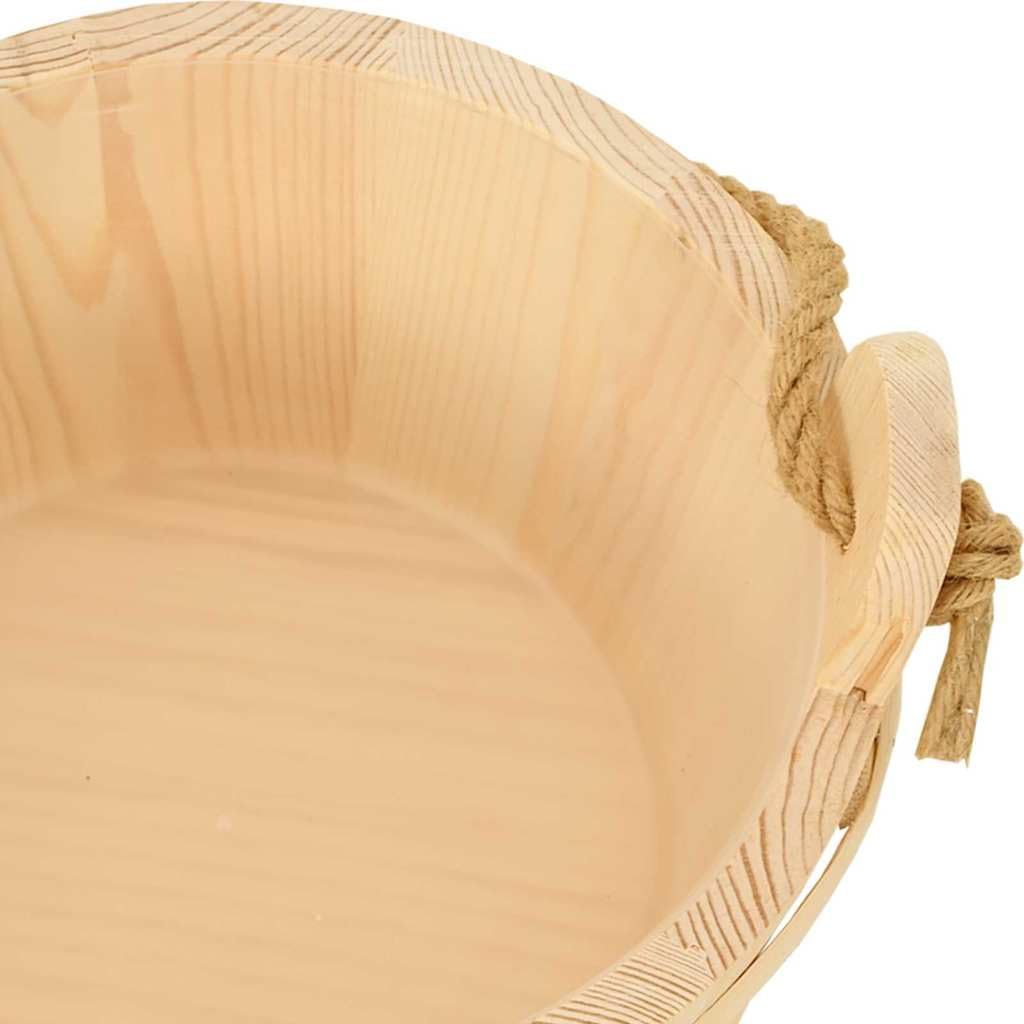 Secchio per sauna, 2 pezzi, marrone in legno di pino massiccio con manico in canapa, 27,5 x 25,5 x 20 cm, accessorio per sauna finlandese e relax