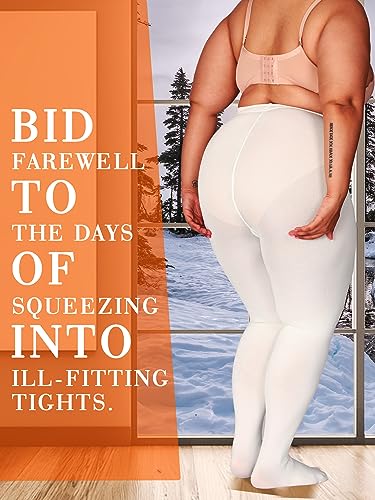 Image of HONENNA Queen Plus Size Fleece Lined Tights, 11+ Colors Thermal Warm Winter Tights for Women, Medias Termicas Mujer Invierno