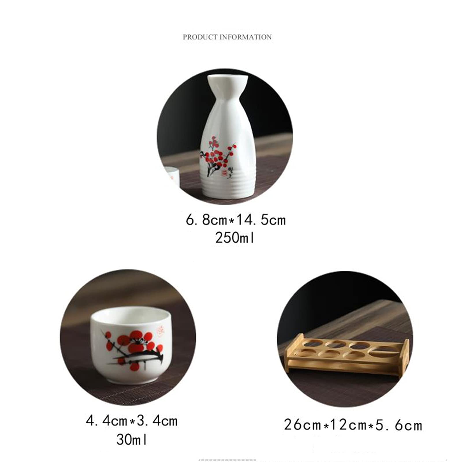 Set per Sake in Ceramica, Set per Sake con ripiano Set di Tazze per Sake da 7 Pezzi Porcellana Tradizionale Tazze in Ceramica Artigianato Bicchieri da Vino, F (Colore : C) (DD) (DD)
