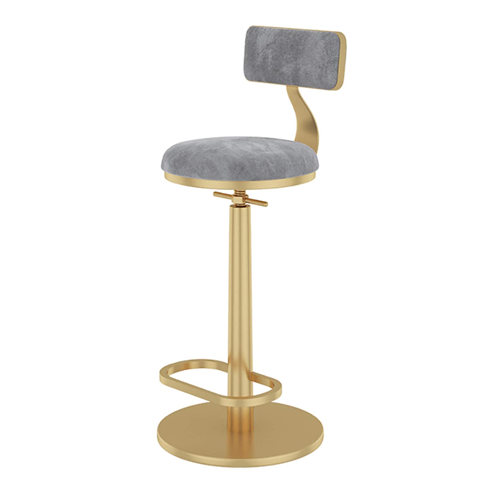 NMDCDH Adjustable Swivel Barstools, Simple Elegant Velvet, Breakfast Kitchen Counter, Gray,gold