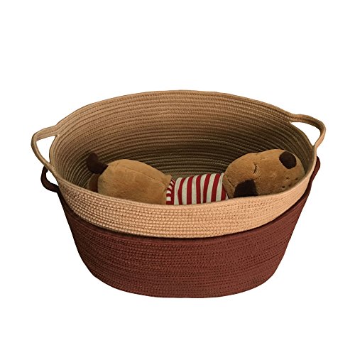 Extra Large Light Coffee Woven Cotton Rope Basket Bin For Blankets Towels Baby Toys Nursery Hamper Organizer, Collapsible Storage Laundry Baskets #TOP2