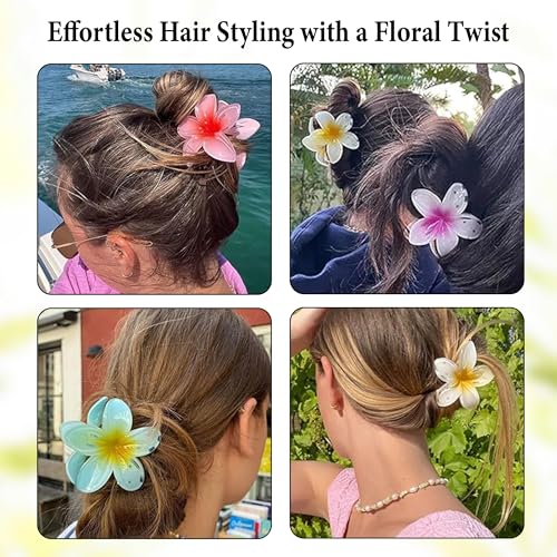 Image of GLUN Flower Pettles Hair Claw Clutcher, Beautiful Multicolour Pack of 6 Big Size Clutches for Thick & Thin Hair, Strong Hold Nonslip Large Hair Accessories for Women & Girls