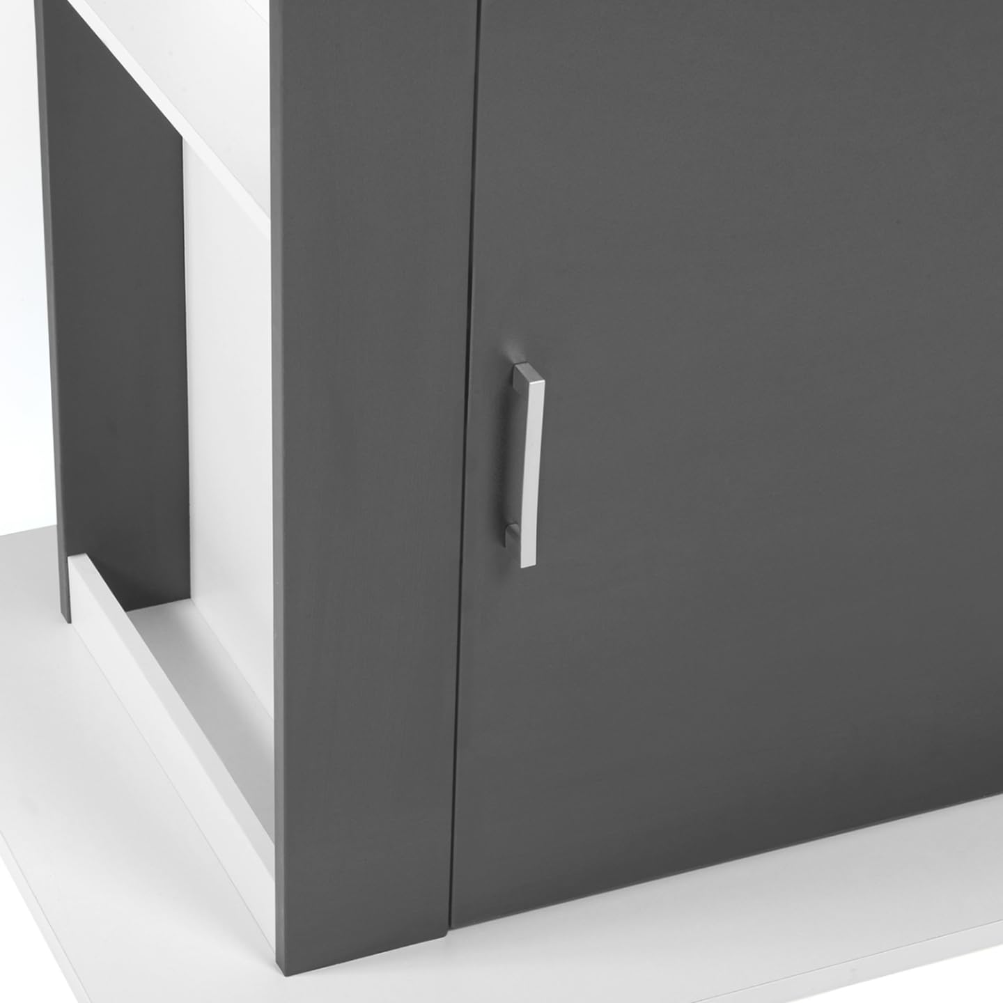 IDMarket - Ilot Central UGO 110 cm Bois Blanc et Gris avec rangements