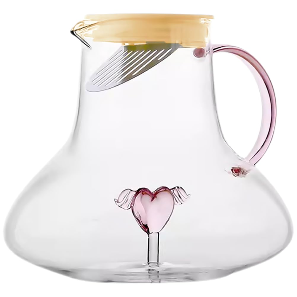 Toyvian Großer Kaltwasserkrug aus Glas 1500 Ml mit Auslaufsicherem Spezialausguss für Zuhause und Große Partys Leicht zu Reinigen und Einfach zu Bedienen