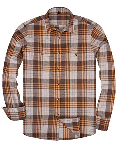Image of Alimens & Gentle Men's Button Down Regular Fit Long Sleeve Plaid Flannel Casual Shirts