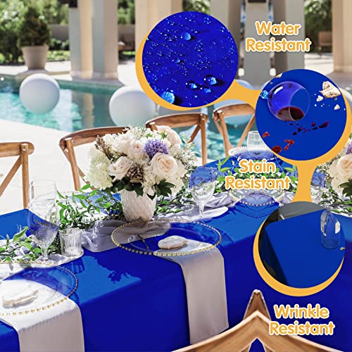 Image of BRILLMAX 10 Pack Royal Blue Tablecloths 60x102 Inch for 6ft Rectangle Table | 150 GSM Polyester Fabric, 15 inch Standard Drop, Water, Stain & Wrinkle Resistant Cloth Cover for Wedding Reception Banquet Party