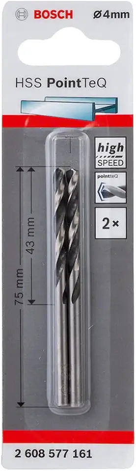 Bosch Broca para Metal Aço Rápido HSS-PointTeQ 4,0mm 2 peças