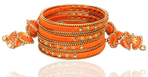 Image of NMII Fabric & Metal and Zircon Kada Set for Women & Girls