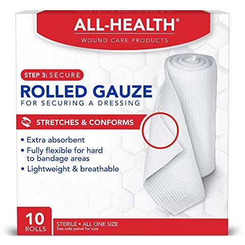 All Health Rolled Gauze Pads 3 X 2.5 Yds for Cleaning or Covering Wounds, White, 10 Count Cover