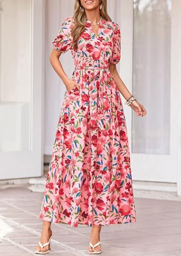 Image of PRETTYGARDEN Women's Summer Boho Floral Maxi Dresses