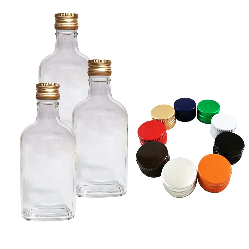Diah Do It At Home Mix Of Colors X 200 Ml Empty Glass Flask Bottle + Mix Color Screw Caps Size 20