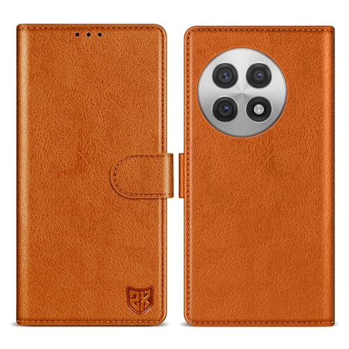 Étui portefeuille OnePlus 13R ZZXX en cuir marron 6,8 pouces avec blocage RFID