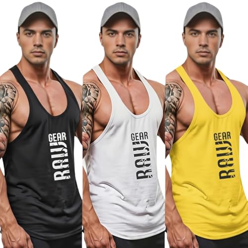 Image of furrr Men's Round Neck, Sleeveless, Super Combed Gym Vest (Pack of 3)