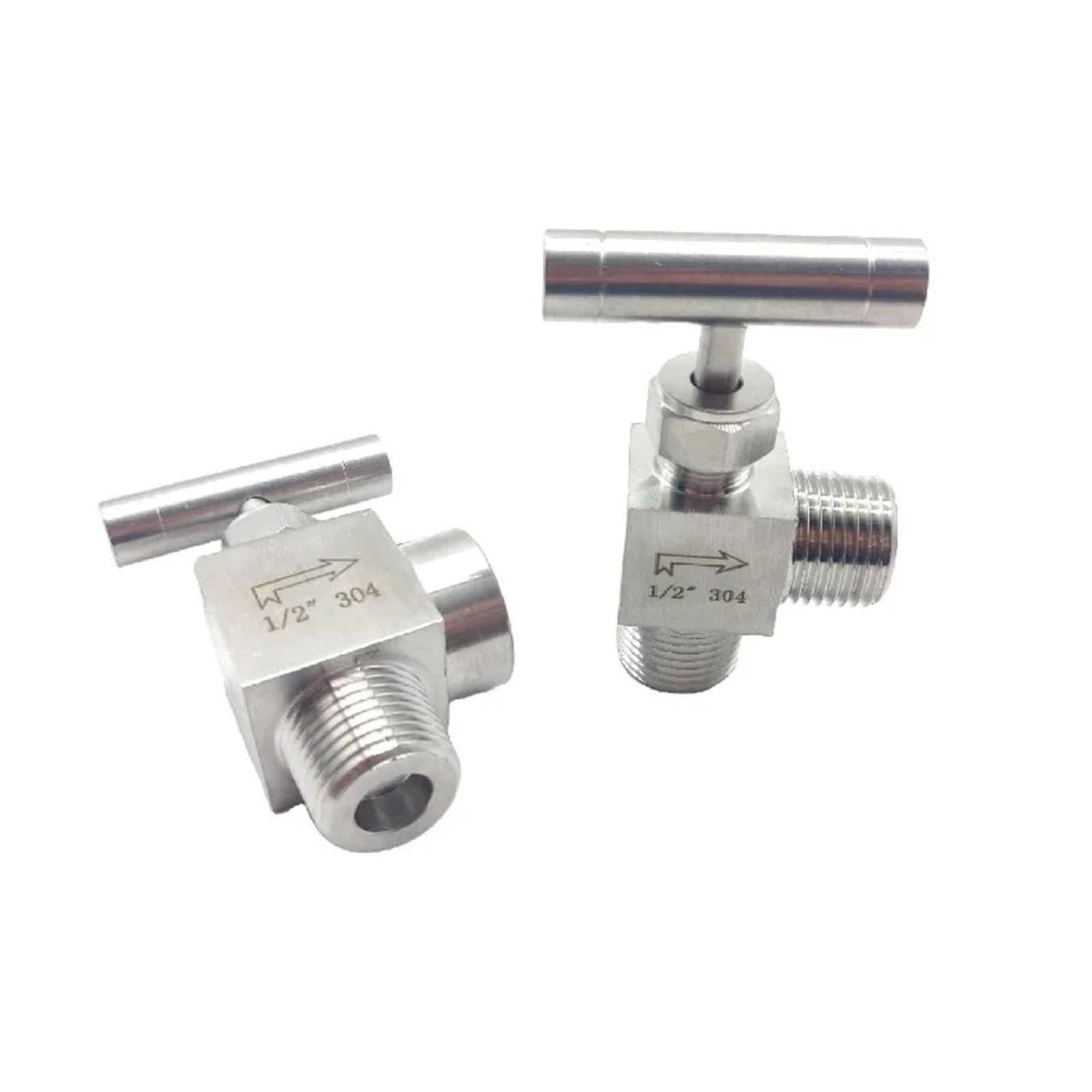 Vanne à aiguille 1/4 femelle inox 304 coude 90 robinet régulation débit gaz eau