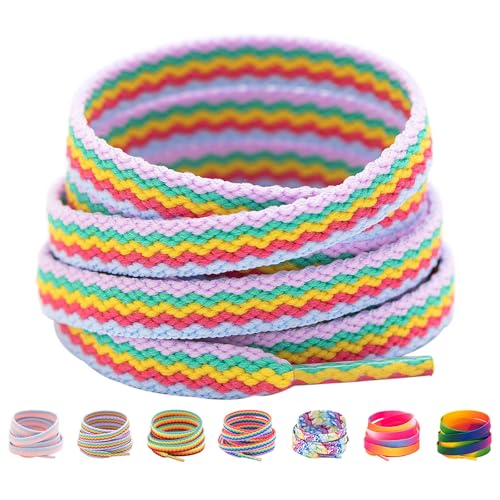 Image of Booyckiy 3 /4 inch Wide Satin Ribbon Shoelaces Flat Colorful Shoe Laces for Women Girls