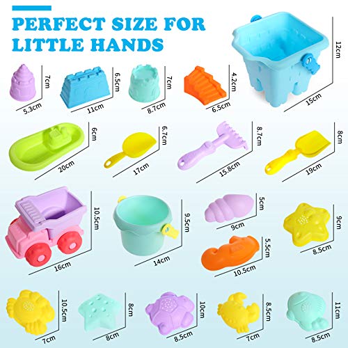 image for Lusurend 19Pcs Beach Sand Toys Set Beach Toys Bucket Shovels Truck Boa