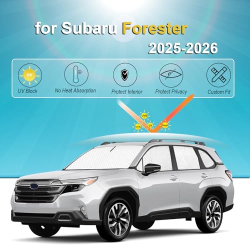Image of KMF Sun Shades for Subaru Forester Accessories 2025 2026, Full Car Window Covers for Windshield Side Rear, Thicken Sunshade UV Block and Protect Privacy Blackout for Camping 8Pcs