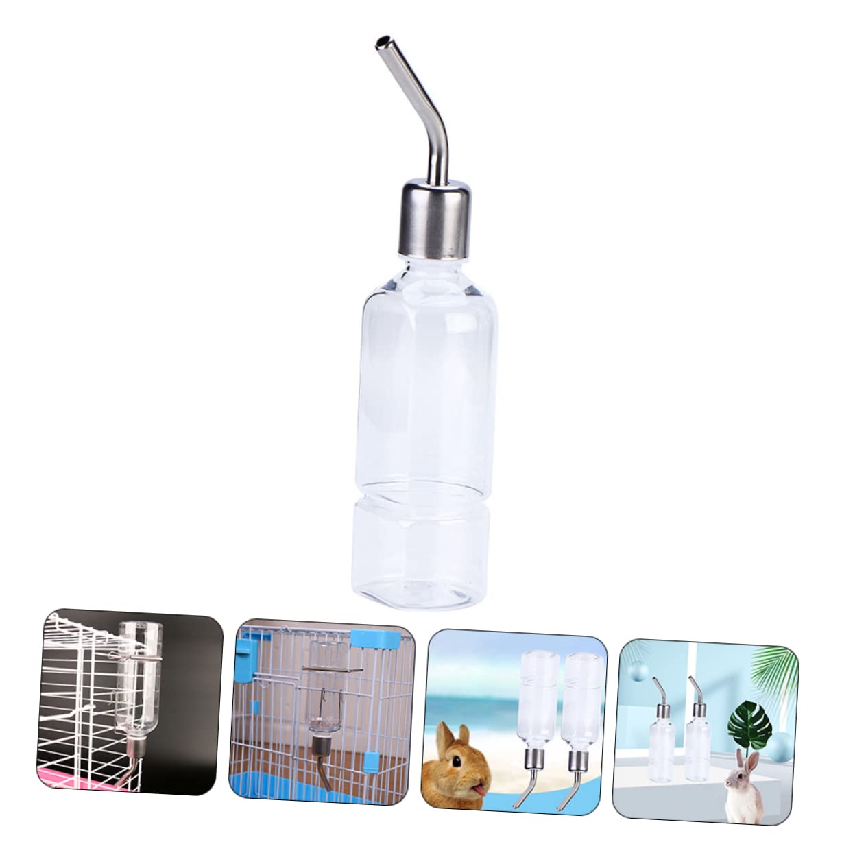 WOONEKY 3 Set Di Dispenser Per Bottiglie D'acqua Di Abbeveramento Portatile Per Animali Domestici in Acciaio Inossidabile Per Porcellini D'india E Cincillà 2 Pezzi * 3