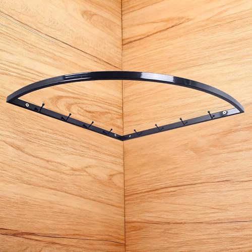 突っ張り棒 コーナーアングル用小型ハンガーバー、 ワードローブクローゼット用ロッド、コーナーハンガーラック、 玄関・寝室用頑丈なカーブ型タオルオーガナイザー(Black,50x50cm (19 5/8x19 5/8"))