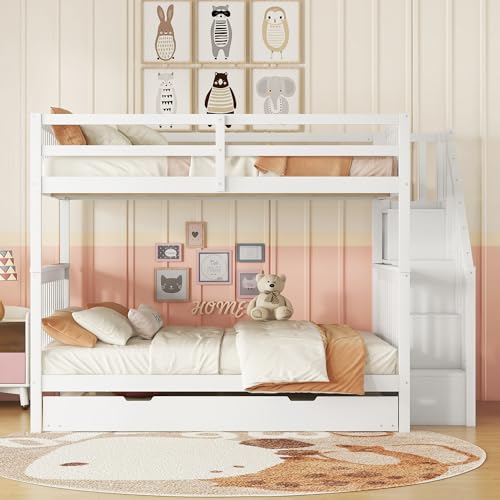 MSMOK Litera, color blanco, con cama plegable, barandilla alta, certificado EN747-1 (140 x 200 cm)