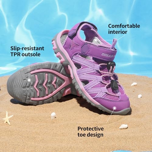 Image of DREAM PAIRS Boys Girls Closed-Toe Outdoor Summer Water Sport Sandals for Toddler /Little /Big Kid