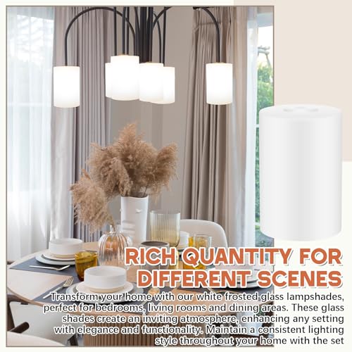 Image of Teenyyou 1 Pcs White Frosted Glass Shade Replacements for Pendant Light Fixtures Glass Lamp Shade Cover, 1-5 /8 Inch Fitter E26 Base, 4 inchw x 6 inchh, Replacement Lamp Globe for Chandelier Wall Sconce