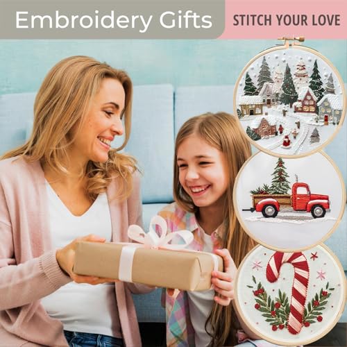 Tinlok CHRISTMAS EMBROIDERY KIT Adults Kids Diy Handmade,Hand Embroidery Starter Kits thumb #4