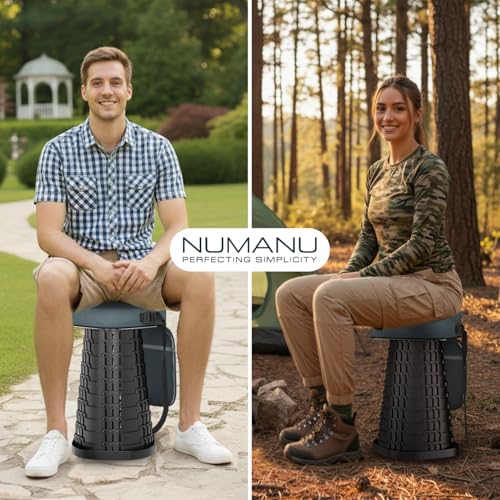 Image of NUMANU 2026 Upgraded XXL Collapsible Stool & 3IN1 Cushioned Carry Bag, 2.6 inch-19.7 inch Height Adjustable, Max 1,000lbs Portable Retractable Telescoping Seat, Foldable Camping Stool for Adults (XXL Square)