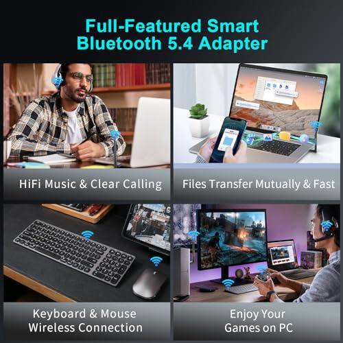 Hakimonoe USB Bluetooth Adapter for PC Laptop, Wireless Dongle for Windows 11 10 8.1 7 Linux Desktop, Pair w/Bluetooth Headphones Speaker Mice Keyboard Printer Controller (BT5.4, Long Range BT09) - Image 6