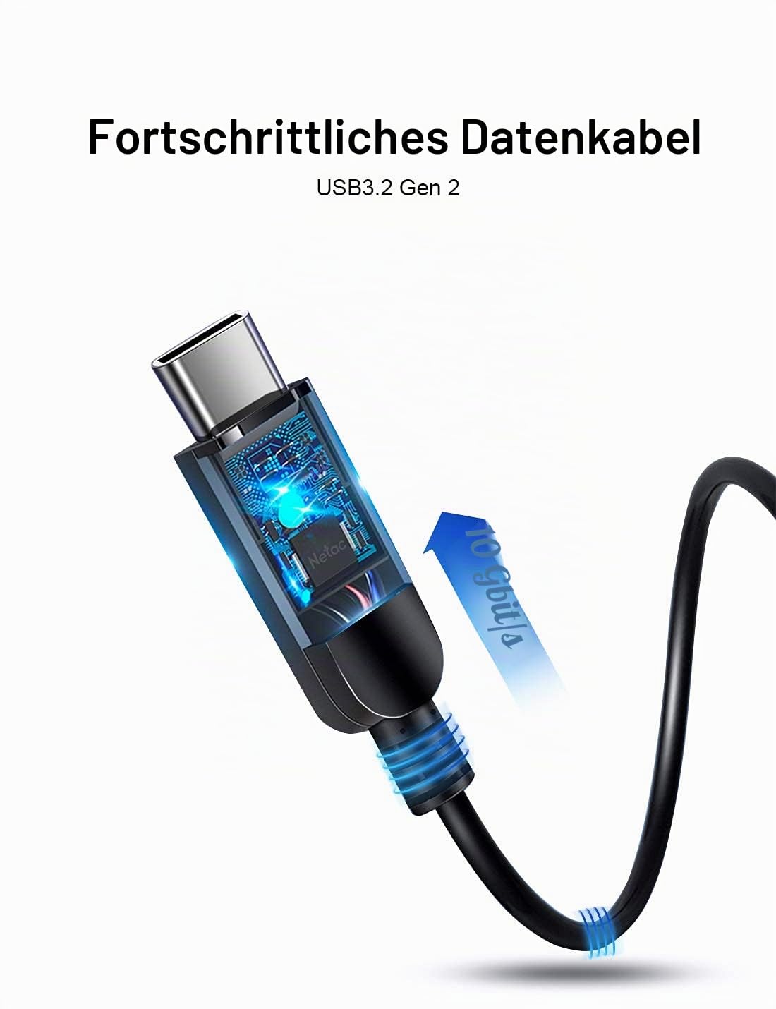 Netac USB Externe Festplatte SSD 250GB External High Speed USB c 3.2 g2 Aluminium - Portable SSD