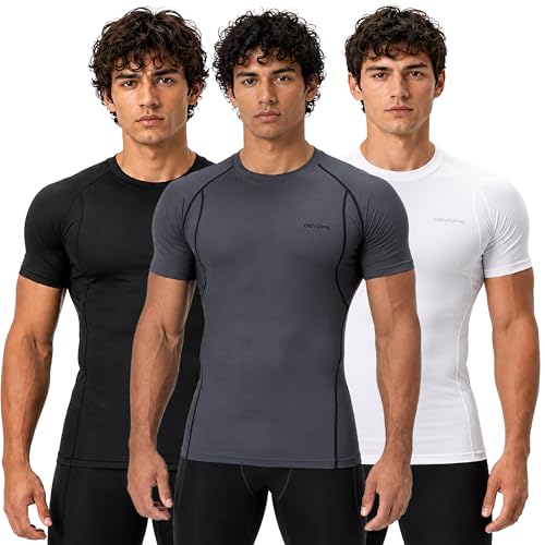 Image of DEVOPS 3 Pack Men's Athletic Short Sleeve Compression Shirts