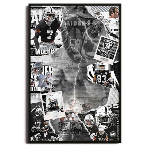 SPASAV 11x17 Unframed Raiders Football Player Collage Poster Canvas Print Wall Art Man Cave Home Decor