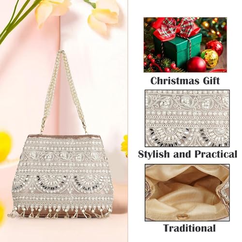 Image of Nevis Stylish Embroidery Unique Desing Traditional Wedding Party Handheld Portli Bag For Women
