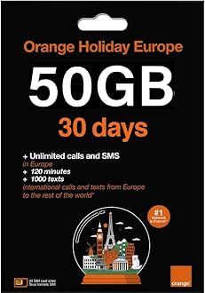 TSIM Europe Sim Card 30 Days 50GB Data with Unlimited Local Calls + 120 Minutes Call Home | 5G Network | Hotspot Tethering Allowed