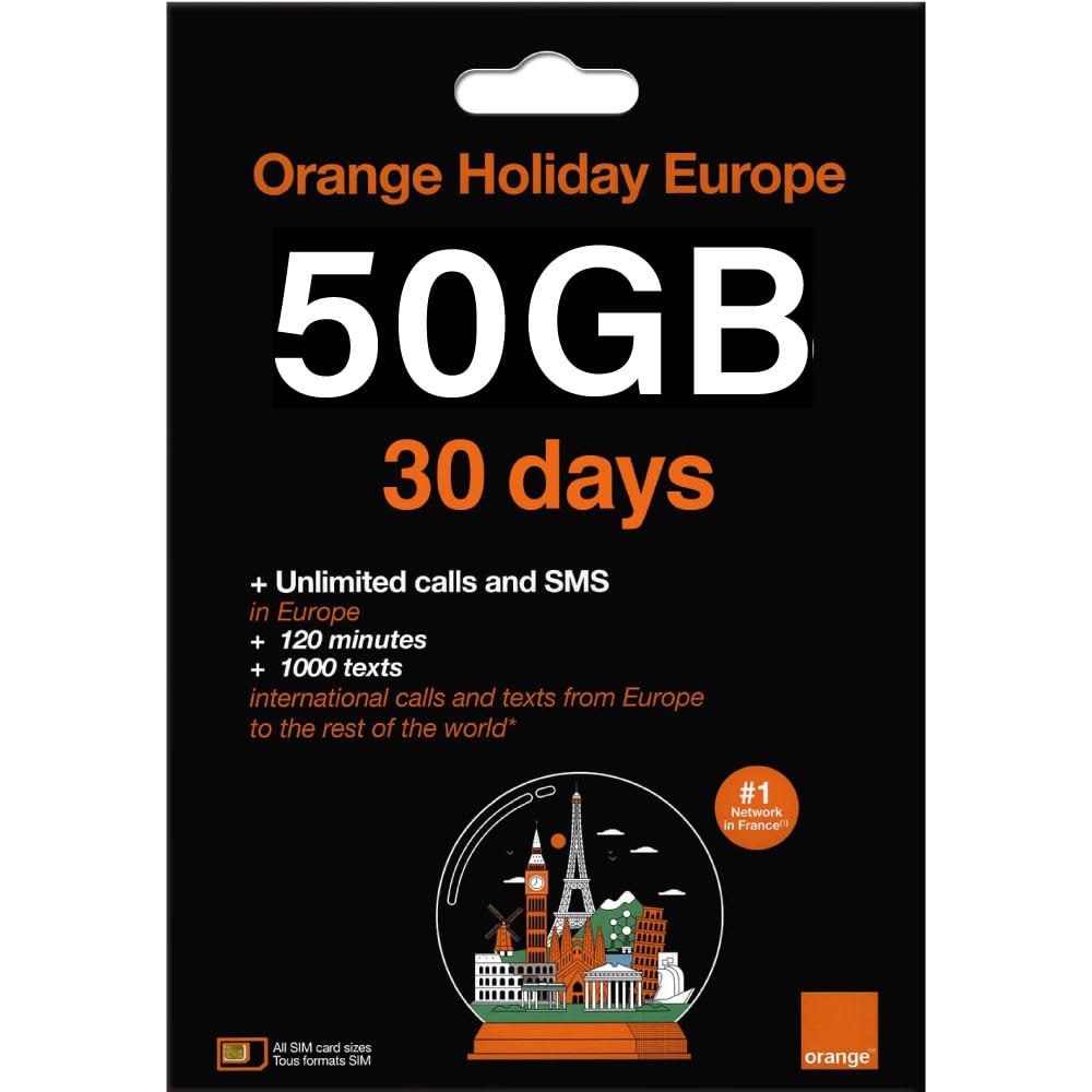 TSIM Europe Sim Card 30 Days 50GB Data with Unlimited Local Calls + 120 Minutes Call Home | 5G Network | Hotspot Tethering Allowed